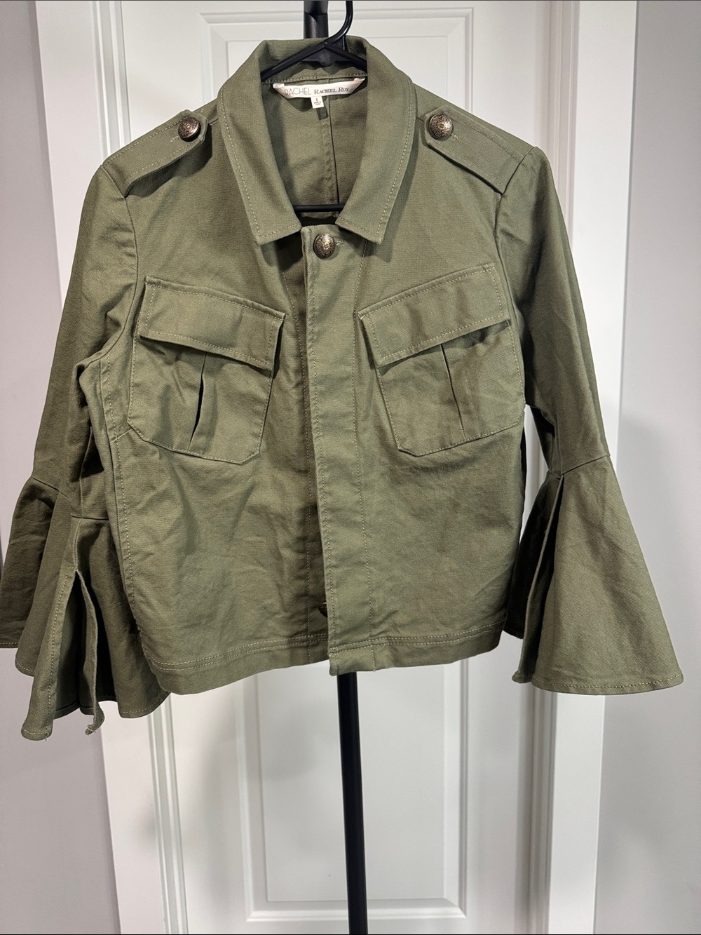 RACHEL Rachel Roy Olive Utility Jacket with Bell Sleeves